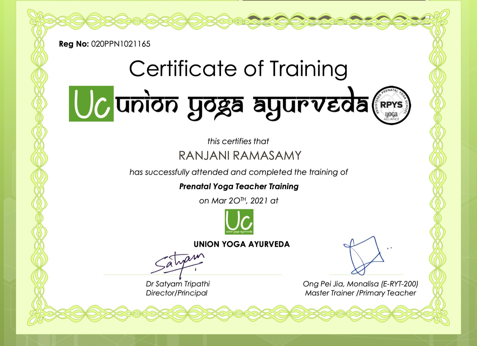 RPYT: Prenatal Yoga Teacher Training